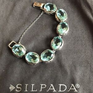 Silpada Sterling Silver Aqua Glass Bracelet